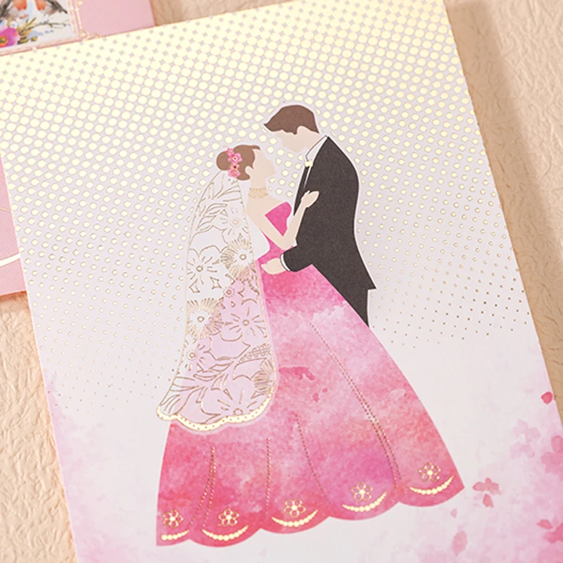 20 Pieceslot New Foil Emas Sakura Pink Kartu Undangan