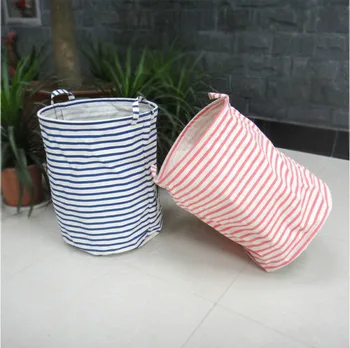 

zakka style cotton cloth storage basket home without beam streak cesta de armazenamento oversized toy box Laundry cesto
