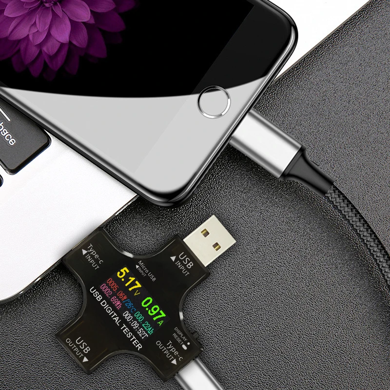 USB тестер Bluetooth Type C PD цифровой цветной TFT вольтметр измеритель напряжения тока