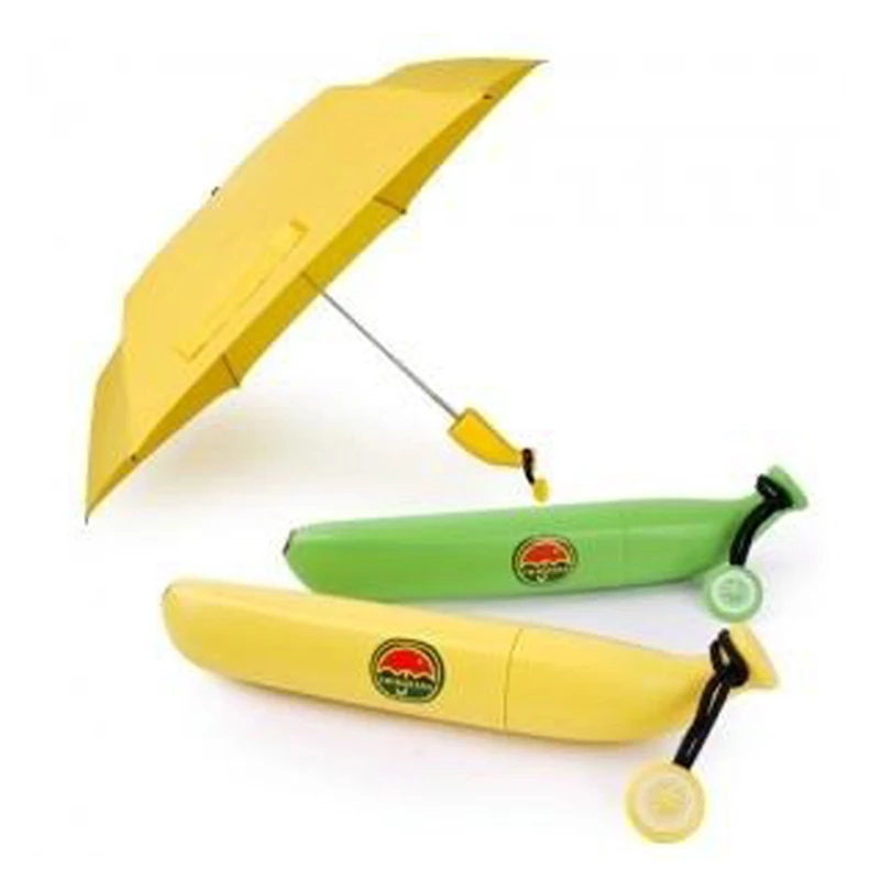 Cute Children Banana Umbrella Pongee Fashion Small Windproof Waterproof Women Men Umbrellas Sunny Rainy Travel Pocket Parasol