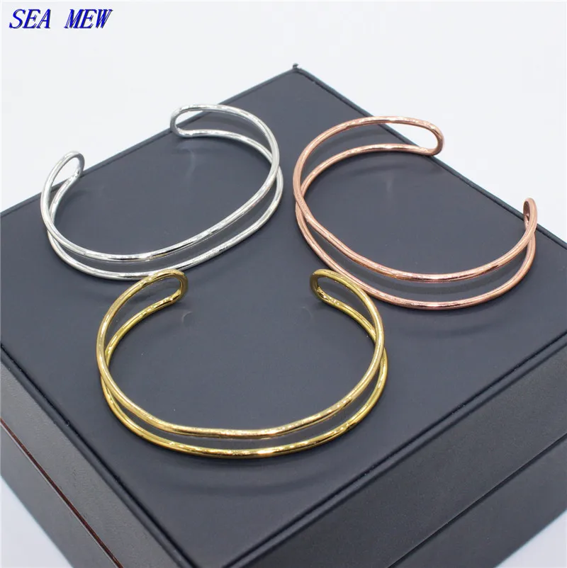 

SEA MEW 5 PCS 7 Colors Plated Metal Copper Bangle Base Setting For Women Jewelry Making