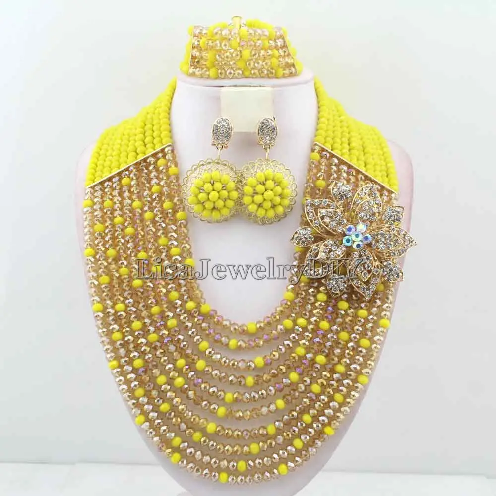 

Splendid African Beads Jewelry Sets Nigerian Wedding African Crystal Beads Jewelry Set HD6710