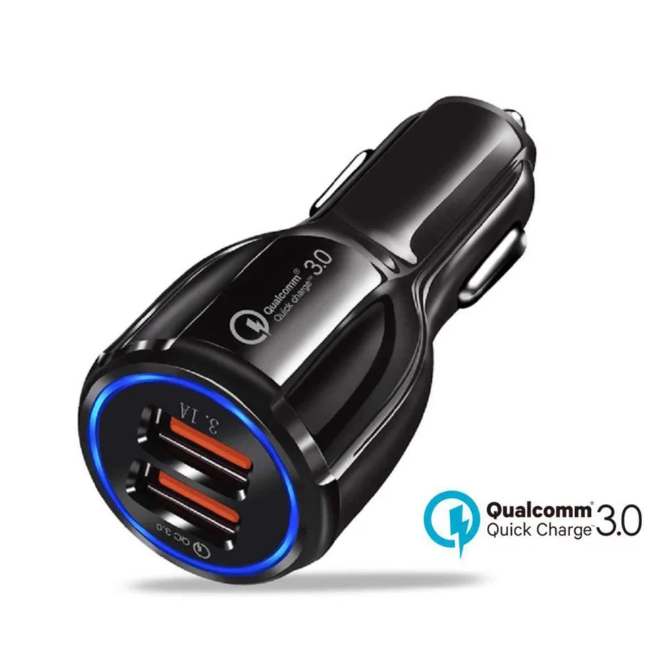 QC Quick Charge 3,0 двойной автомобильный адаптер зарядного устройства Автомобильное зарядное устройство для мобильного телефона для Xiaomi samsung iPhone XS MAX XR XS быстрое зарядное устройство для телефона - Тип штекера: Only Black Charger