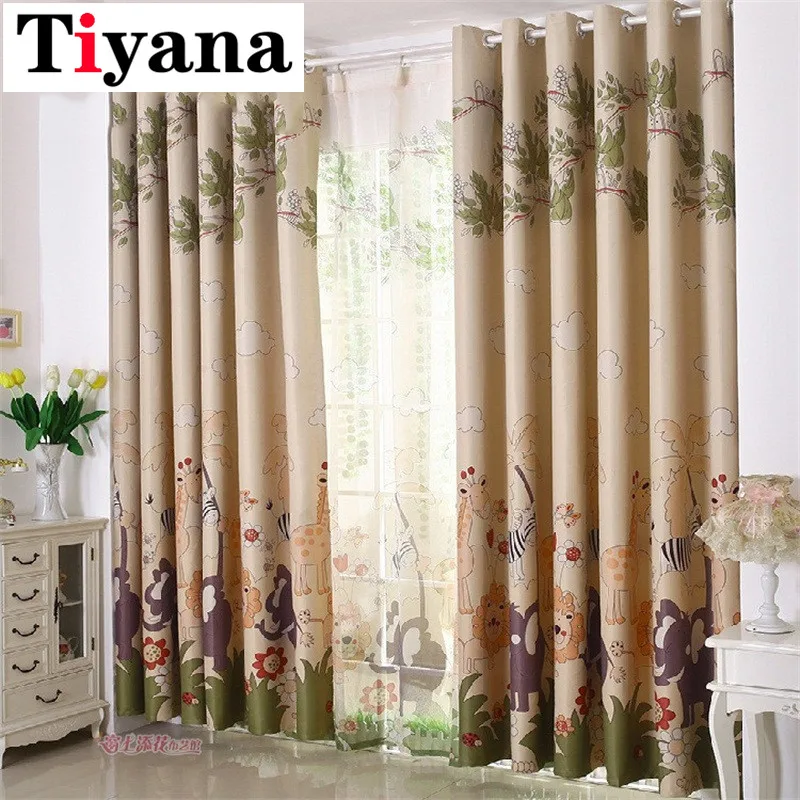 

Cartoon Giraffe Animal Design Kids Bedroom Shade Curtains Pink Beige Voile Curtain Finished Blackout Children Cortinas P332D2