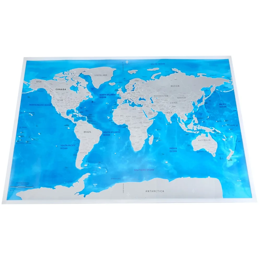 1 pc PVC Scratch Map Blue Ocean World Scratch Map Mini