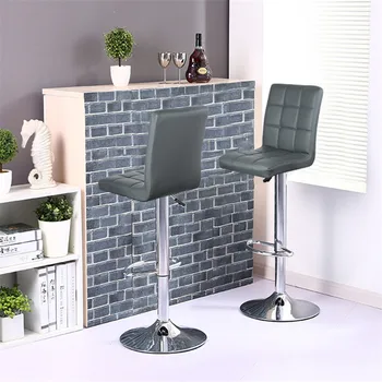 

2 Pcs Height Adjustable Bar Chair Bar Stools Modern Bar Chairs Formal Dinning Chairs Counter Synthetic Leather Swivel Chair HWC