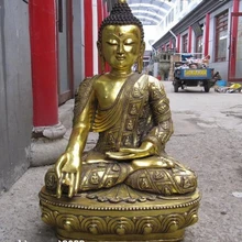 Bi002138 30 Тибет Народная храм Бронза Медь Gild Шакьямуни Татхагата Ru Лай Статуя Будды