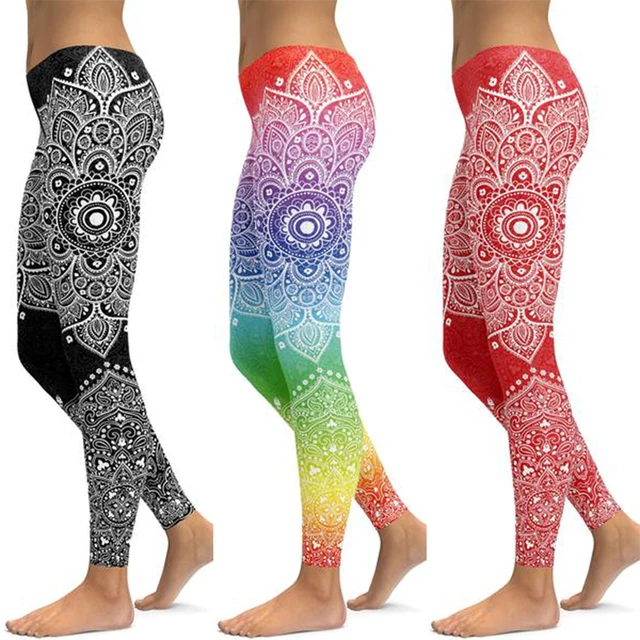 US $7.36 LIFI Mandala Fitness Yoga Pants Women Sports Leggings Workout Hot Running Leggings Sexy Push Up Gy