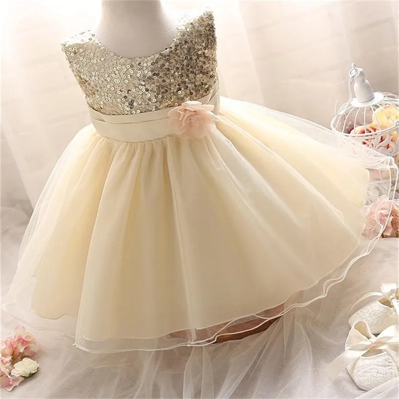 

New Brand Girls Summer Dress Floral Girls Clothes 2016 Sequined Baby Princess Kids Event Party Dress For Newborn Girl Clothing