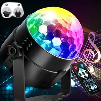 Sound Activated Rotating Disco Ball DJ Party Lights 3W 3LED RGB LED Stage Lights For Christmas Wedding sound party lights 1