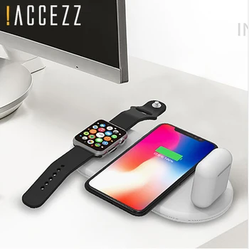 

!ACCEZZ Qi Wireless Charger Fast Charging 3 in 1 For iPhone X XS Max 10W For Apple Watch Airpods USB Qi Charger Pad For Samsung