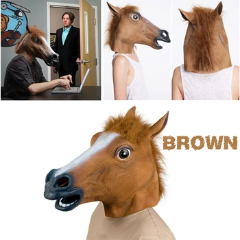 

Free shipping 50pcs/lot Creepy Horse Mask Head Halloween Costume Theater Prop Novelty Latex Rubber