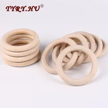 TYRY.HU 50pcs 40mm/70mm Wooden Baby Teething Rings Infant Teether Toy DIY Accessories For 3-12 Month Infants Tooth Care Products