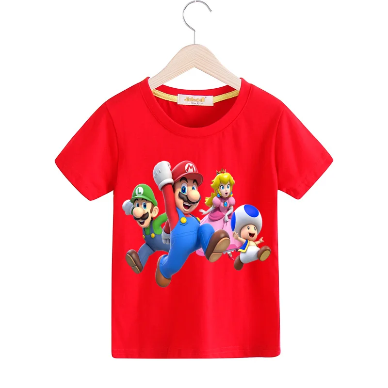 Boys Girls Child Cartoon Mario T-shirts Summer Short Sleeve Tees Top Costume Kids 100%Cotton T Shirt Baby Tshirts Clothes TX150 (3)