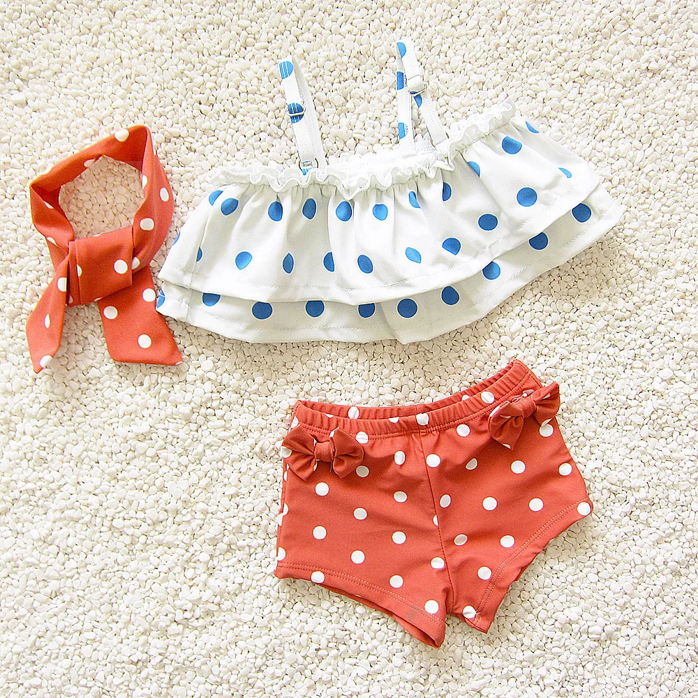 3 pcs Girl Swimsuit Two Pieces Children's Swimwear Swim Suits Children Split Bikini Sets Bathing Suit Biquini Infantil