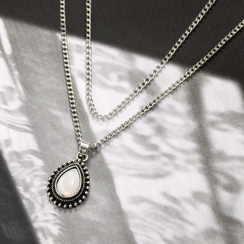 docona-Retro-Water-Drop-Stone-Pendant-Necklaces-for-Women-Silver-Bohemia-Beach-Chain-Charms-Necklaces-Collar (1)