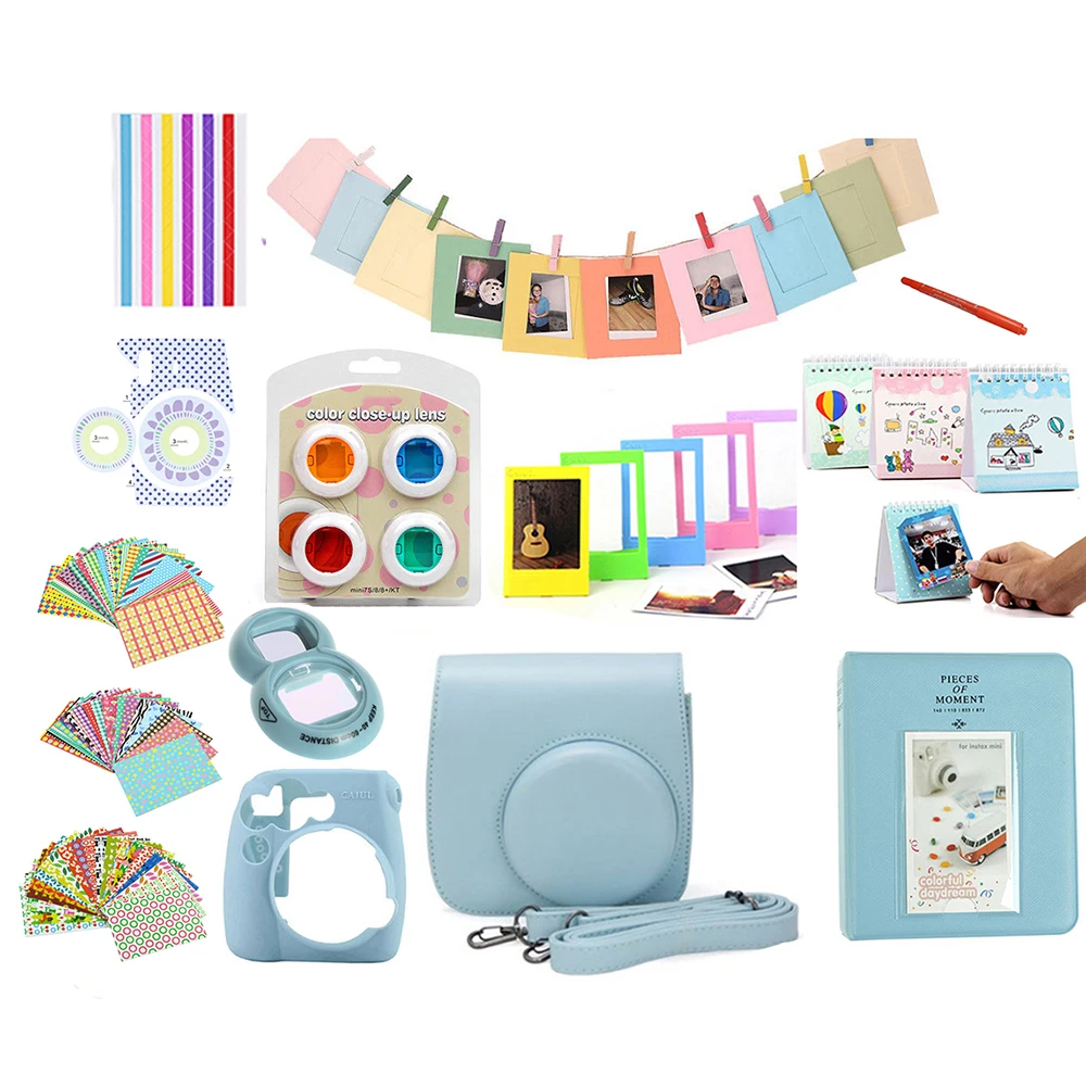 

12 in 1 Kit Camera Bag for Fujifilm Instax Mini 8/8+/9 Video Bag Case Protector Filter+Album+Sticker+Other Accessories