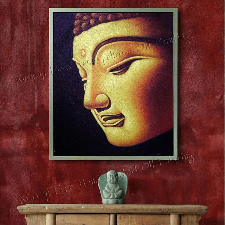 Details about   100% Hand painted Gold buddha Painting on Canvas Wall for Home Decor Unframe 