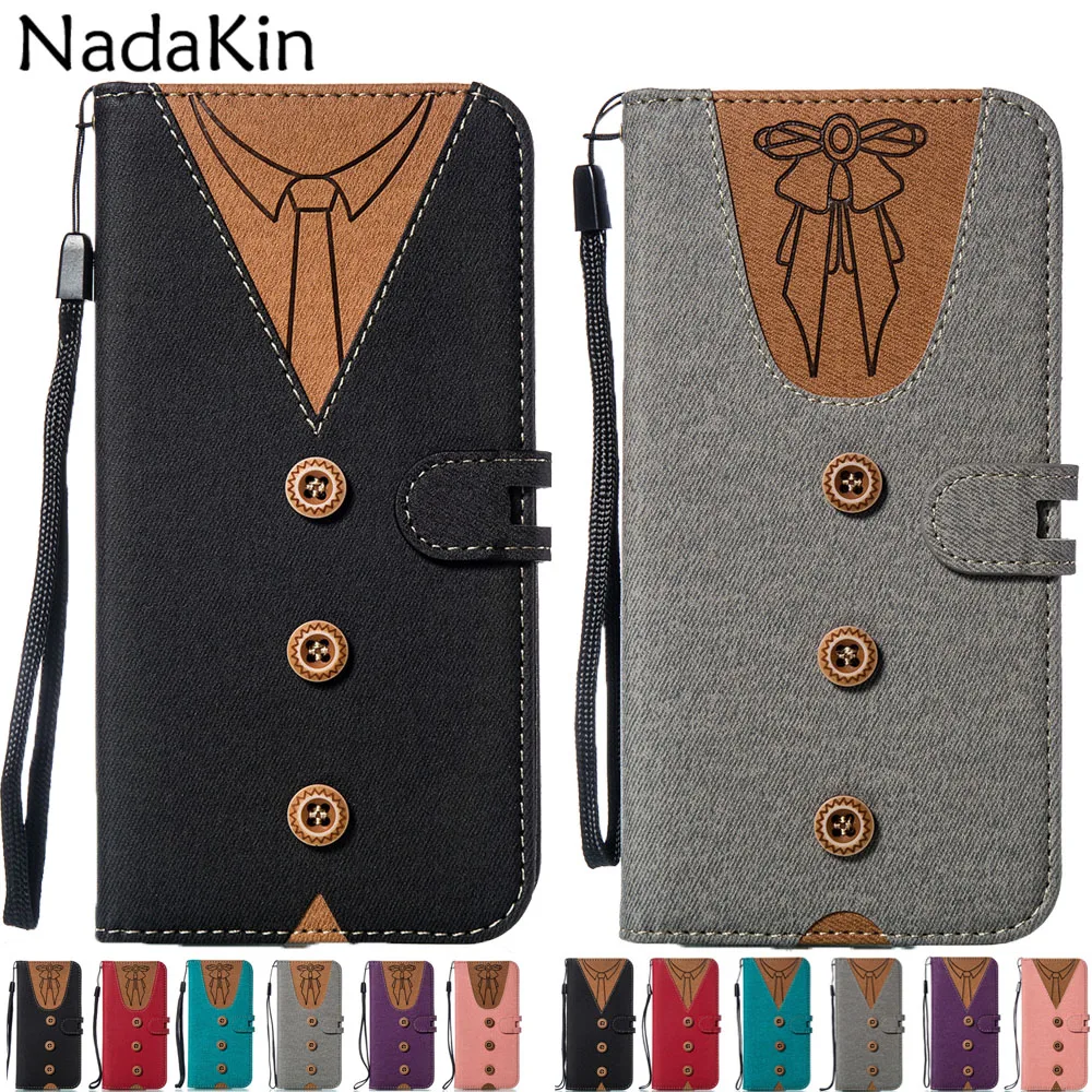 

Stylish Flip Book Phone Case for Samsung Galaxy A3 A5 2017 A6 A8 A7 A9 2018 S8 S9 S10 Lite Plus With Necktie Pattern Card Pocket