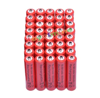 

40x AAA 1800mAh 3A 1.2 V Ni-MH Red Rechargeable Battery Cell for MP3 RC Toys