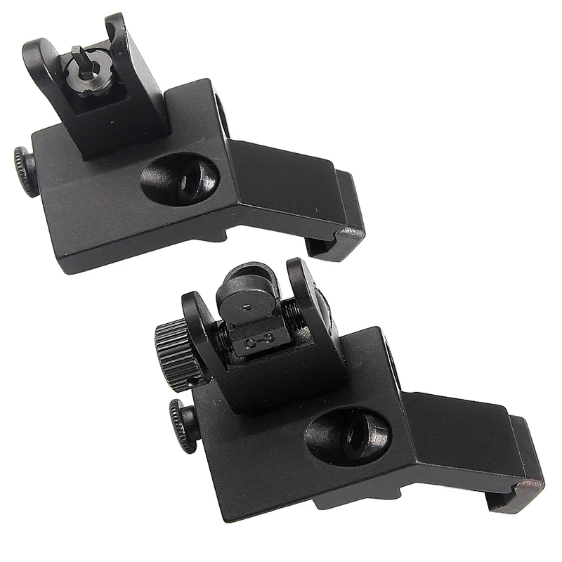 Tactical Flip up Front Rear Iron Sight BUIS Back up Picatinny Rails Transition
