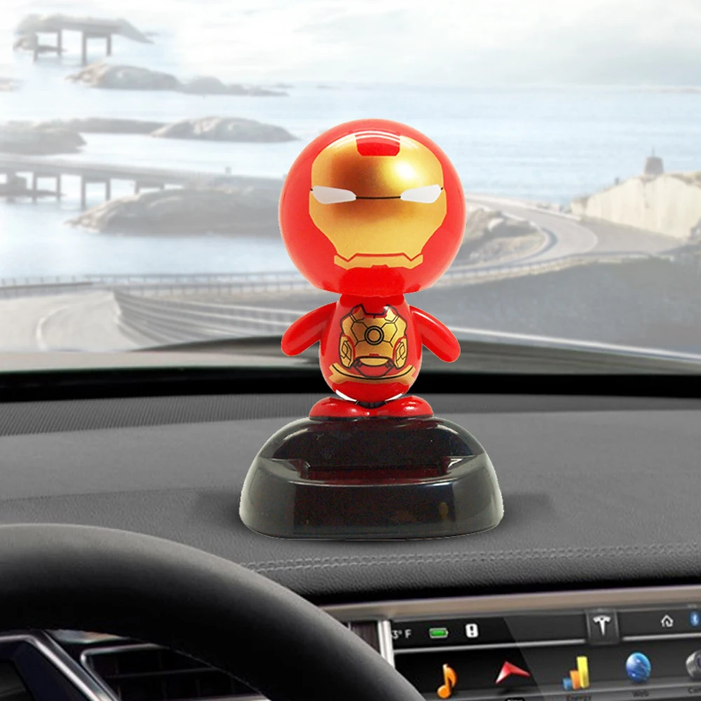 

Solar Power Shaking Head Iron Man Car Decoration Figure Ornaments Auto Interior Dashboard Doll Toys Automobiles Accessories Gift