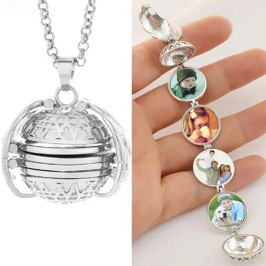 

High Quality Magic 4 Photo Wings Pendant Memory Floating Locket Necklace Angel Diffuser Fashion Album Box Necklaces 18'' Chain
