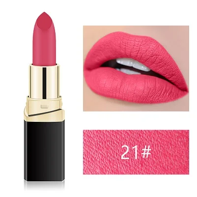 MISS ROSE Lipstick Matte Waterproof Make Up Long Lasting Lip Stick 42 Colors Easy To Wear Lipstick Lips Makeup Mate Lipstick - Цвет: 21