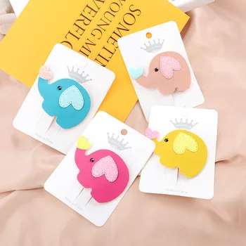 

Boutique 20pcs ins Fashion Cute Felt Elephant Snap Clips Love Heart Animal Barrettes Hairpins Princess Headware Hair Accessories