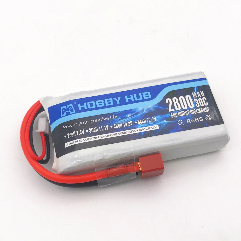 2 шт. Hobby Hub Lipo батарея 2s 7,4 V 2800mAh 30C Max 60C для Wltoys 12428 feiyue 03 Q39 Запчасти для обновления vs 2700mah