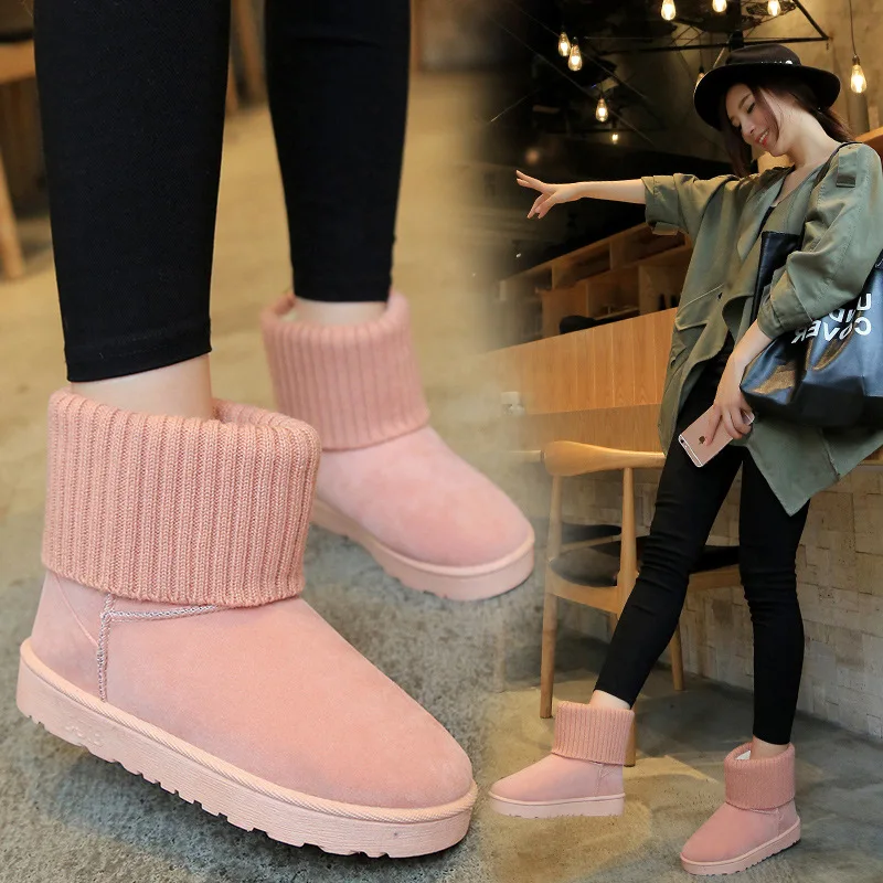 2017 winter new Korean fashion knitting wool cotton boots, snow boots