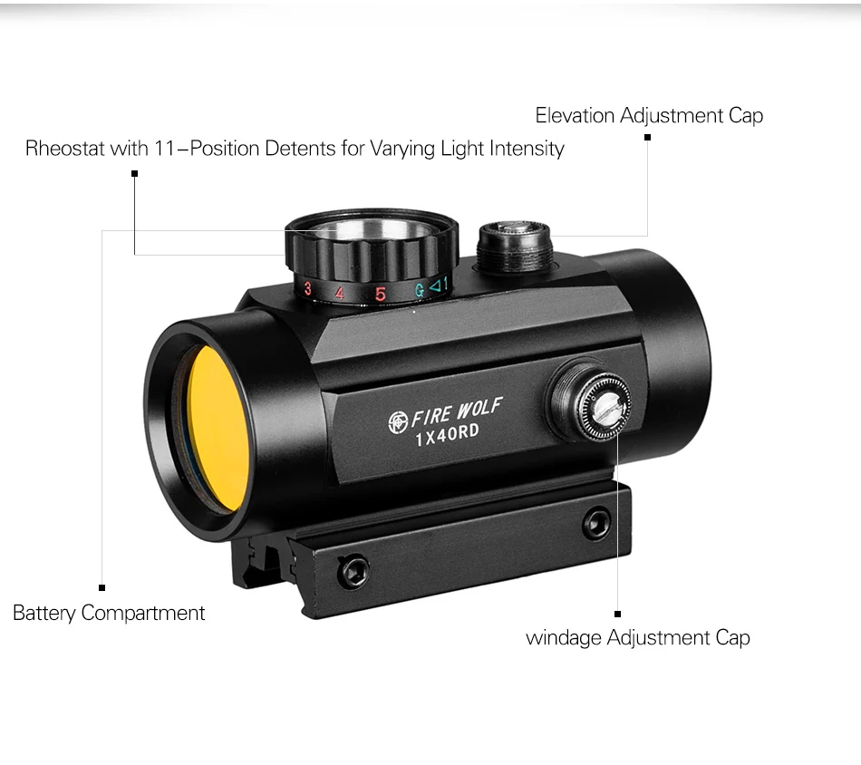 1x40 охотничьи оптические прицелы тактический голографический красный точечный зеленый 11 мм/20 мм крепление оптический прицел ружье прицел страйкбол Arma