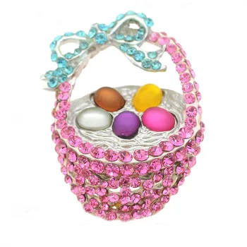 100 pcspink корзина со стразами яйцо эфир булавка-брошь, подарок
