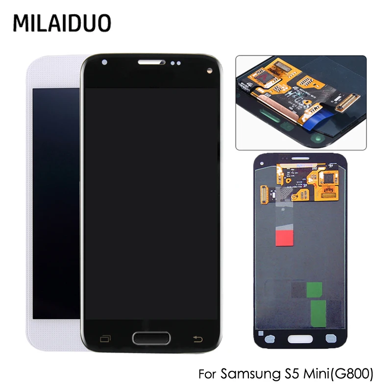 

AMOLED LCD For Samsung Galaxy S5 Mini G800 G800F G800H OLED LCD Display Touch Screen Digitizer Assembly Replacement Black White