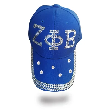 

1pcs crystal Point Sorority ZPB hat letters style Glass denim capst custom baseball cap Hat rhinestone ZETA PHI BETA hat