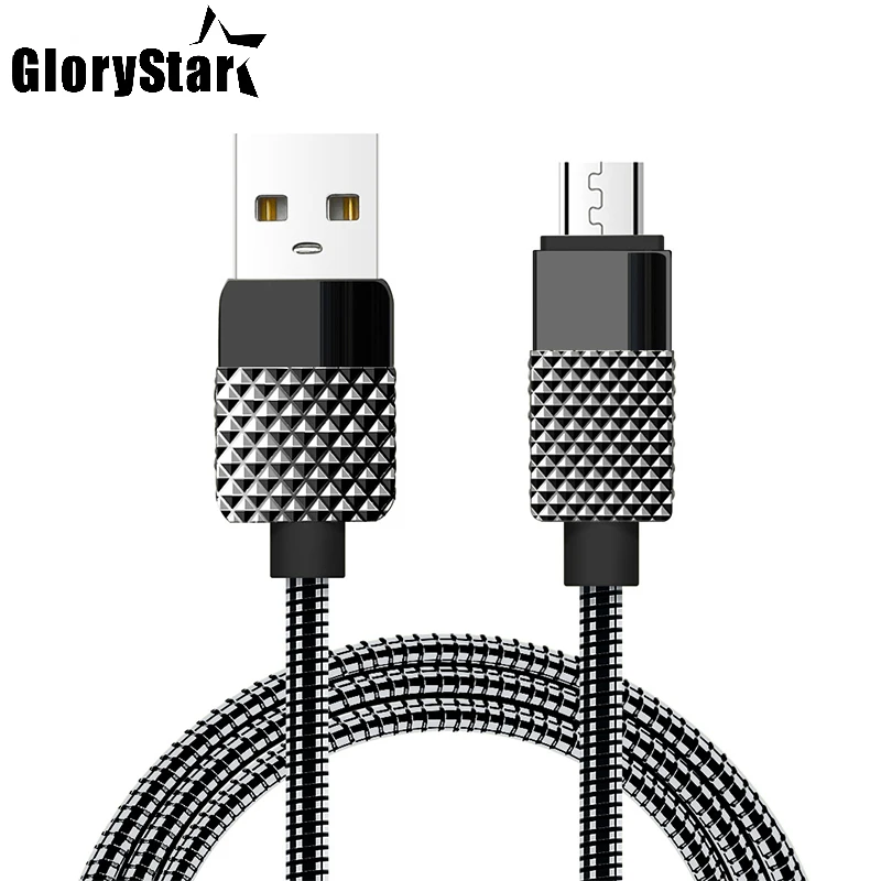 1m Metal Spring Micro USB Cable Charger Data Cable Zinc Alloy Fast