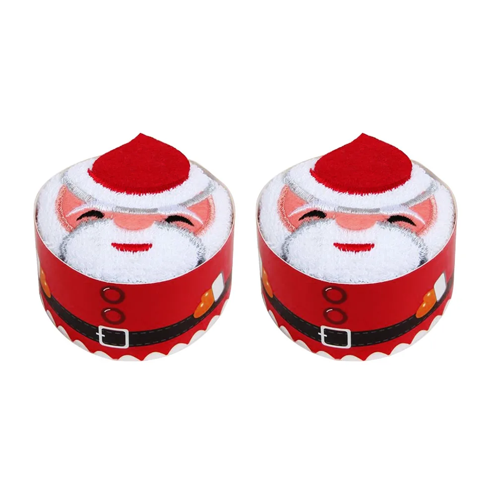 2 шт рождественские полотенца-пирожные в форме Санта Клауса полотенце для рук вечерние принадлежности Рождественский подарок