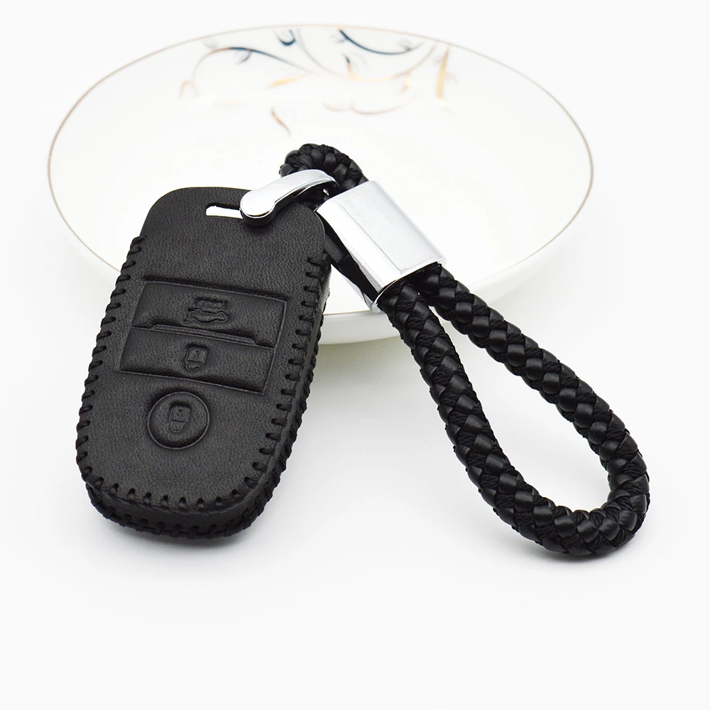 Genuine Leather Car Smart Key Case Cover For Kia Ceed 2017 Rio K2 4 3