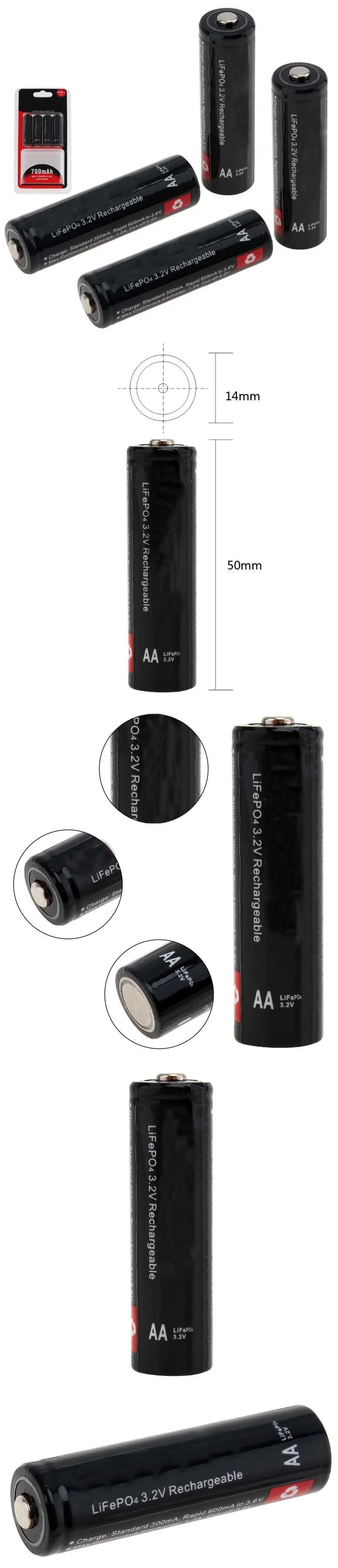 4 шт Soshine 3,2 v 700mah AA LiFePO4 с защитой от батарей высокого разряда 14500 перезаряжаемая AA батарея+ коробка