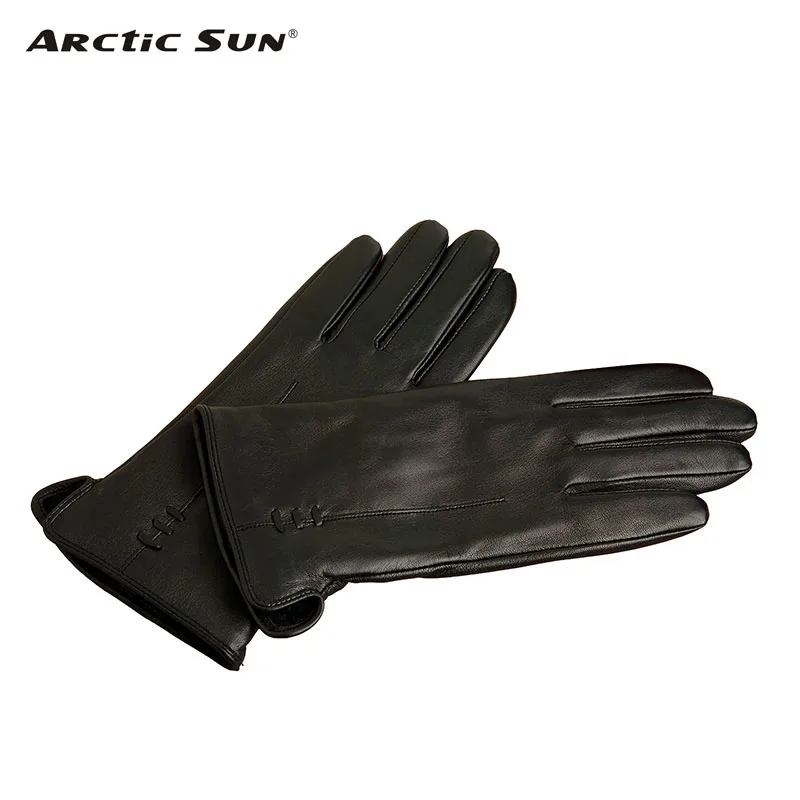 Fashion 2015 Women Goatskin Gloves Classic Black Genuine Leather Gloves Wrist Short Winter Sheepskin Leather Gloves 89