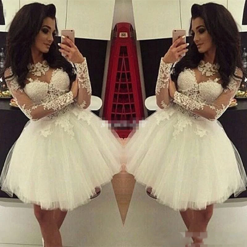 Lace Ball Gown Short Prom Dresses 