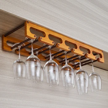 

Iron Solid Wood Simple Red Wine Cup Holders Elevated Cup Rack Household Living Room Inverted Cabinet Liquor Glass Goblet Rack