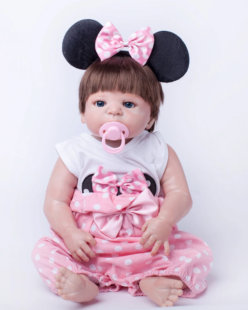 Цена 55 см всего тела силикона Reborn Baby Doll игрушки играть дома купаться игрушка для новорожденных девочек младенцев куклы для детей на день рождени...