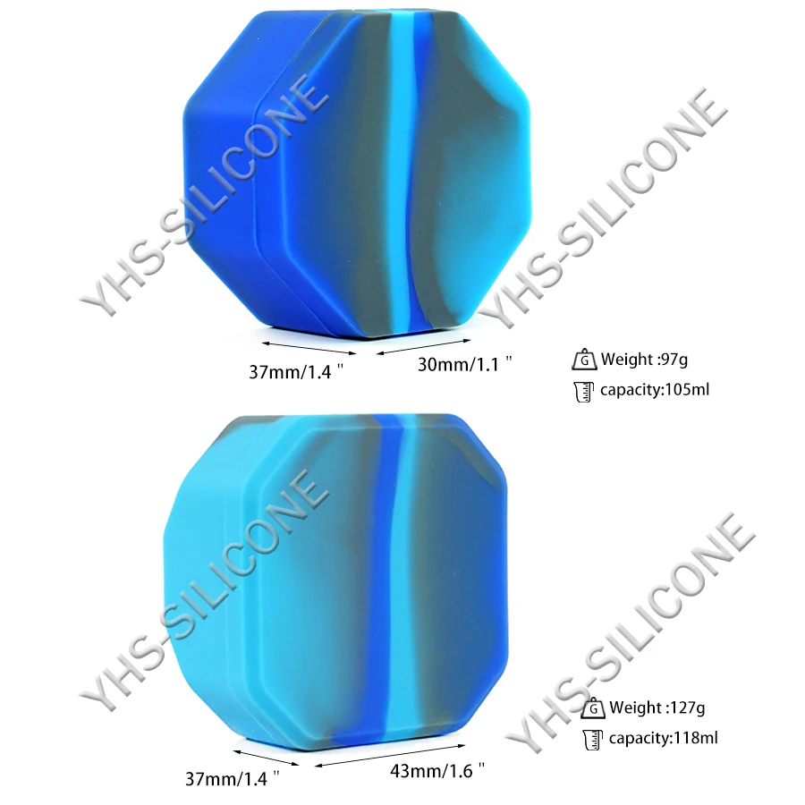 105 мл и 118 мл большой емкости восьмиугольник силиконовый контейнер не радио антенна воск сигареты масло крем банка кухонная банка для хранения специй