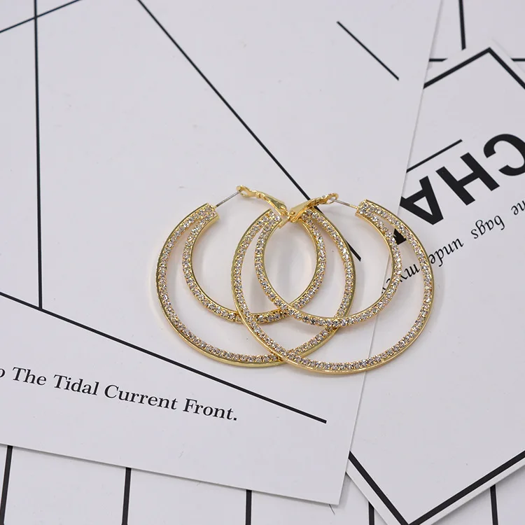 Big circle exaggerated punk double fashion charms earrings