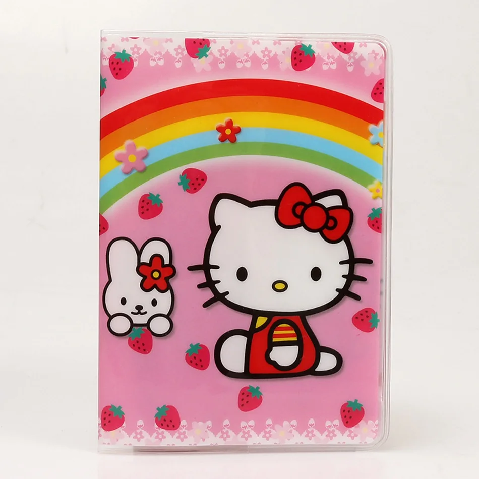 Cartoon Hello Kitty Passport Holder Travel Accessories Women Men Casual