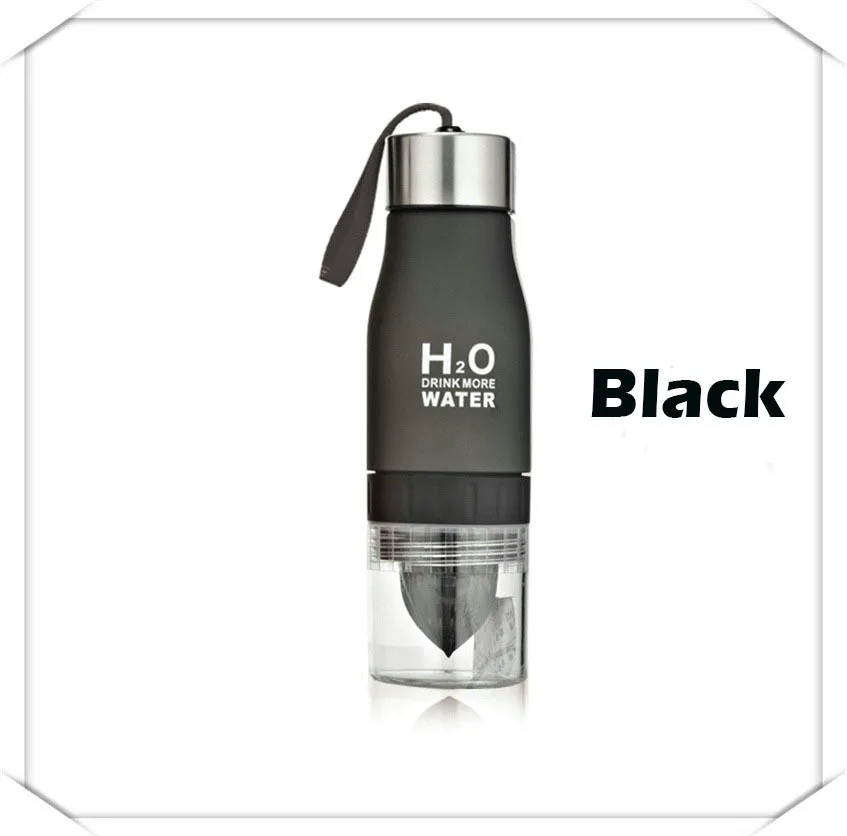 Black Рождественский подарок 700 мл бутылка для воды H20 пластиковая фруктовая настойка бутылочка для заваривания напитков для спорта на открытом воздухе сок лимон портативная вода - Цвет: Black