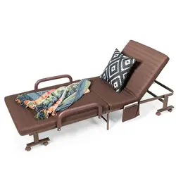 Регулируемый гость одно кресло-кровать портативные колеса складные стальные шезлонги уличная мебель патио шезлонги HW61422