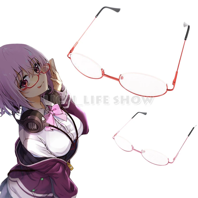

Anime SSSS.Gridman Shinjou Akane Cosplay Red Half Frame Glasses Cosplay Acc With Lens Prop