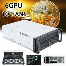 6 GPU 4U Rackmount Miner Mining Frame чехол для горного сервера с 10 вентиляторами Rsiers Frame Rig